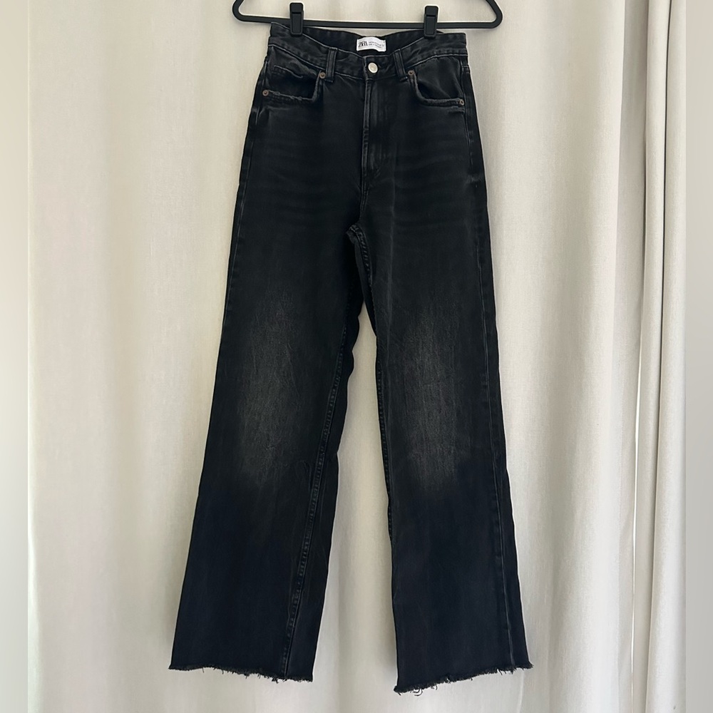 Zara wide leg black jeans size EUR 34 or US 2